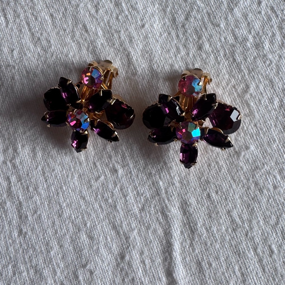 Elegant Beaujewel  Purple Crystal Earrings